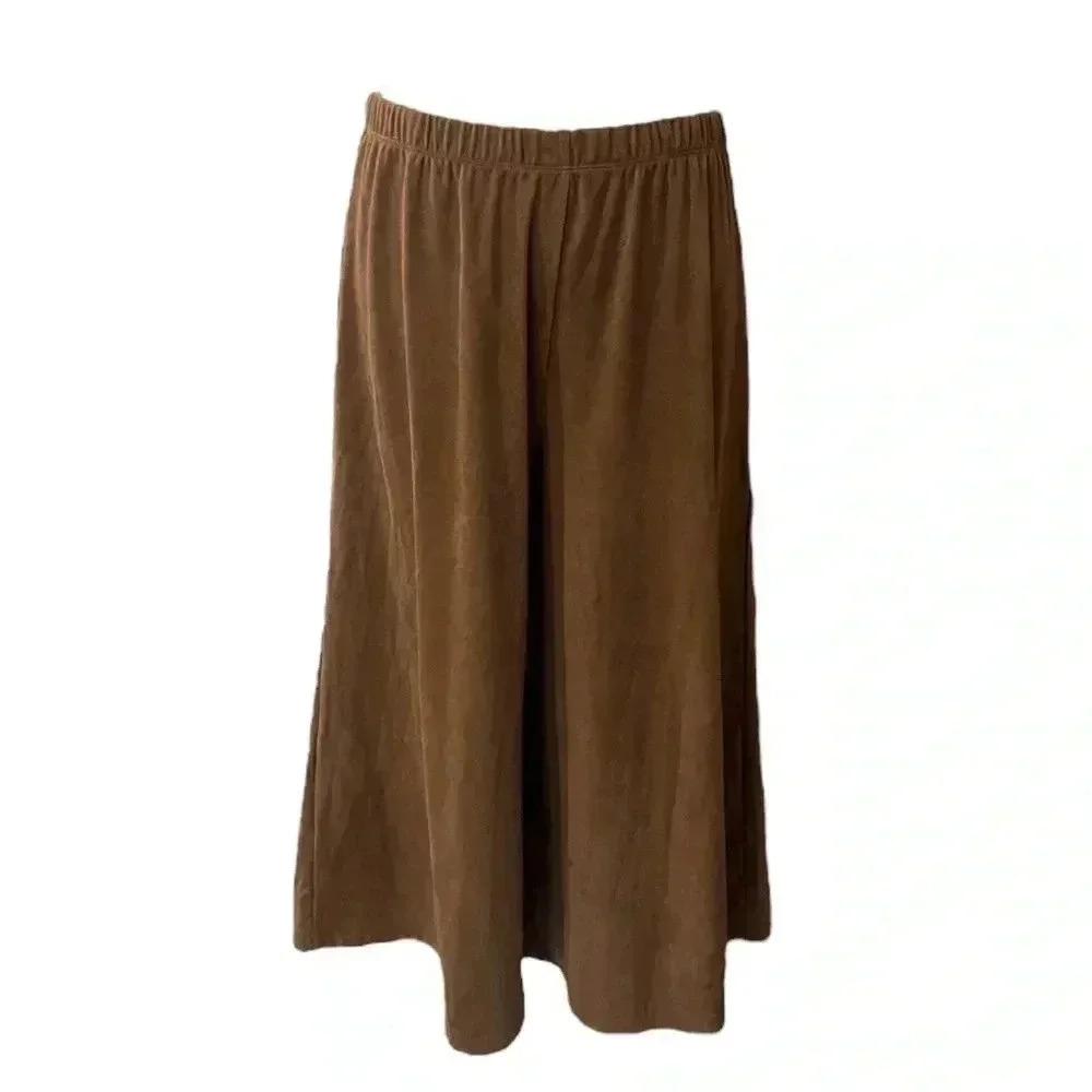 Antthony Brown Wide Leg Crop Brown Polyester Pull On Pants Women’s size Medium